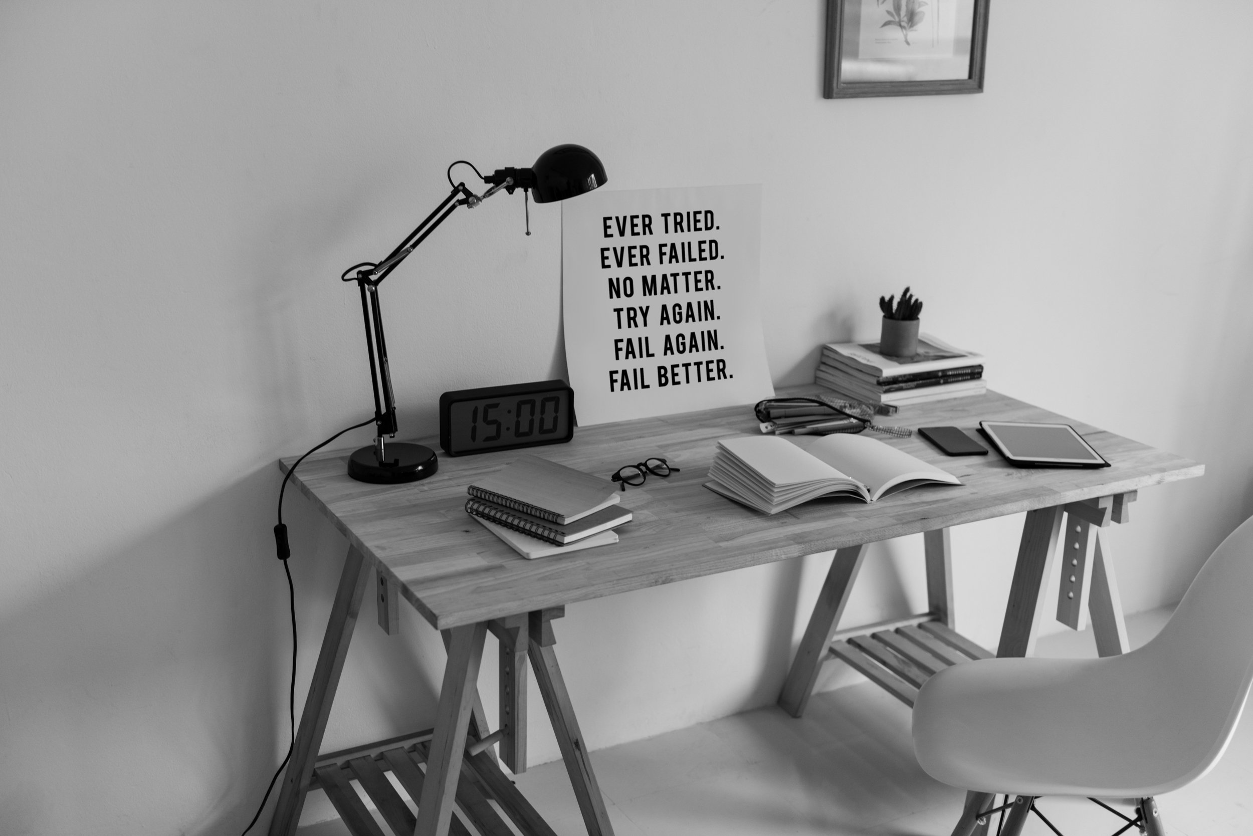 picture of a workspace showing inscriptions on personal self development